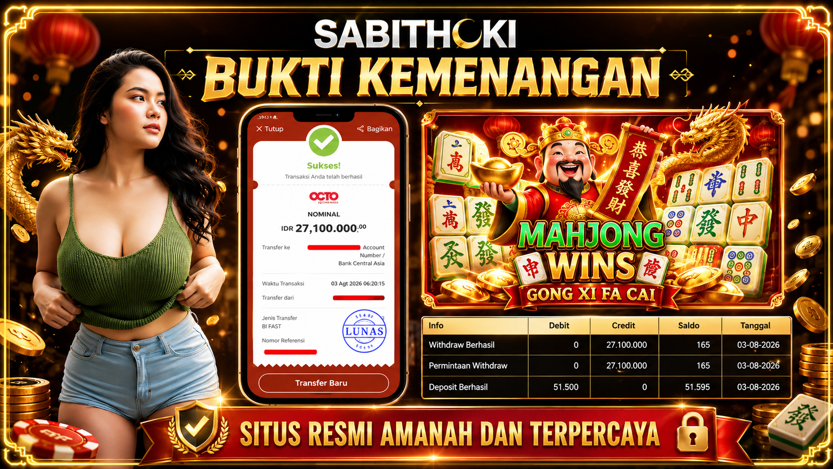 Selamat Kepada Member setia SABITHOKI telah WD RP. 27.100.000,-